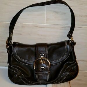 Chocolate leather Coach shoulder bag